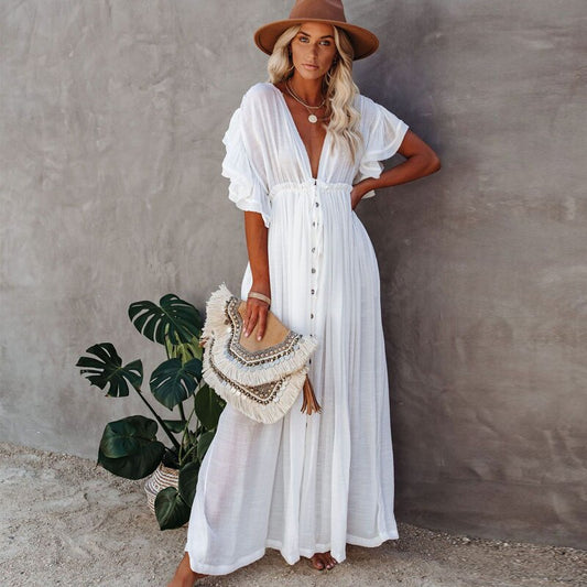 Sexy Deep V Neck Maxi Dress women