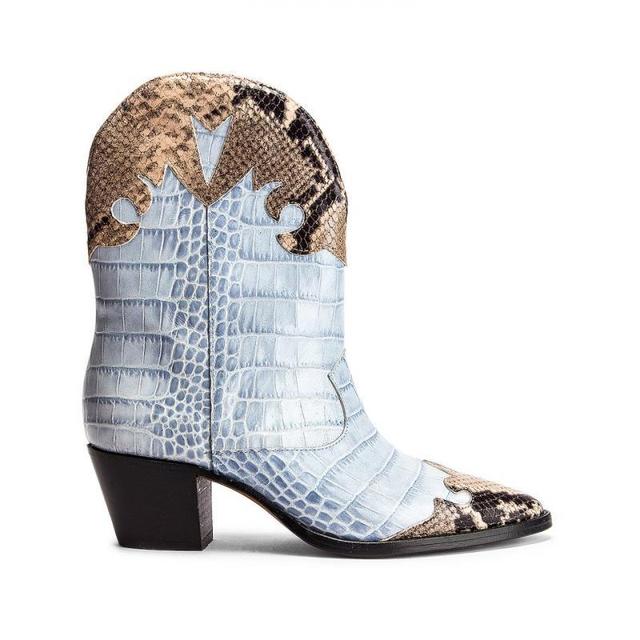 Print Stitching Mid-heel Low Women Boots
