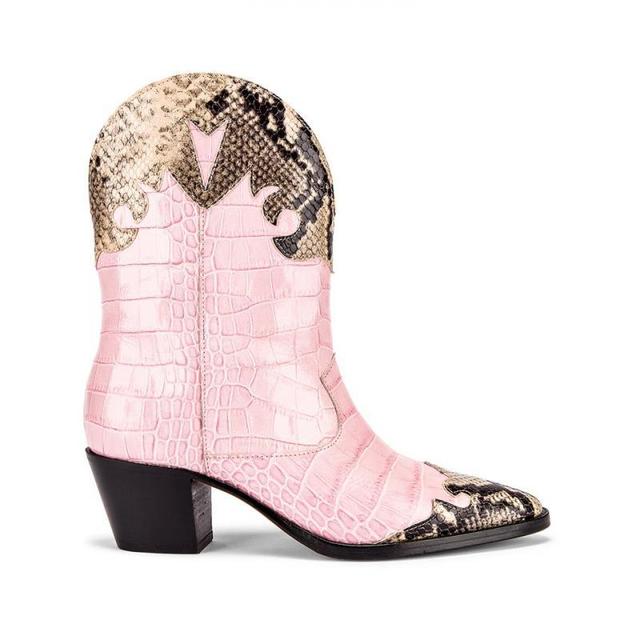 Print Stitching Mid-heel Low Women Boots
