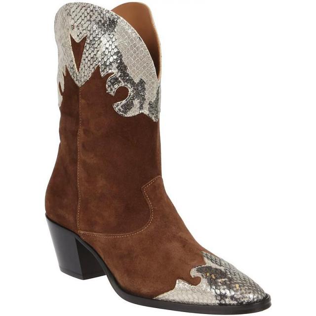 Print Stitching Mid-heel Low Women Boots