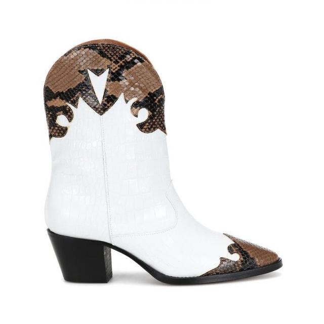 Print Stitching Mid-heel Low Women Boots