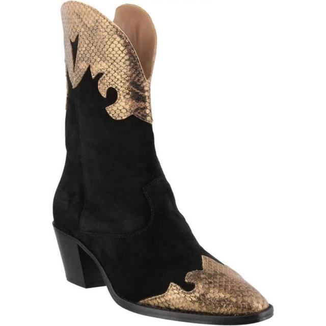 Print Stitching Mid-heel Low Women Boots