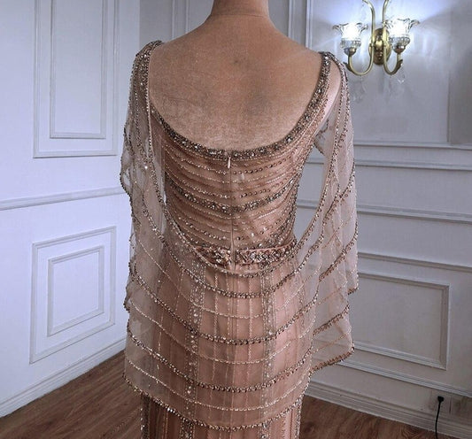 Luxury Gold Elegant Sexy Evening Dresses Gowns 2021 Diamond Beading Mermaid For Women Party Wear - LiveTrendsX