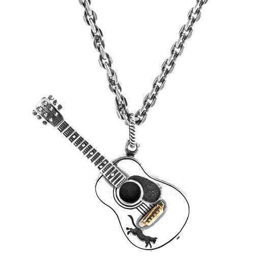 Cat Guitar Pendant Trend Rock Music Necklace