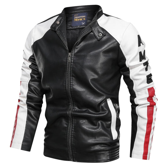 Men's Motorcycle Leather Jacket Biker Outwear