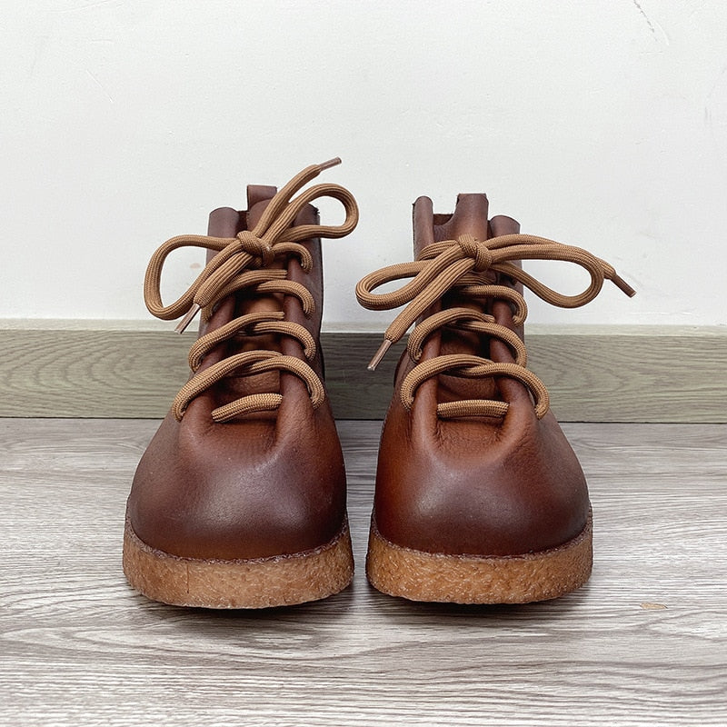 Women Handmade Ankle Platform Boots