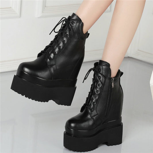 Women Cow Leather High Heel Ankle Boots