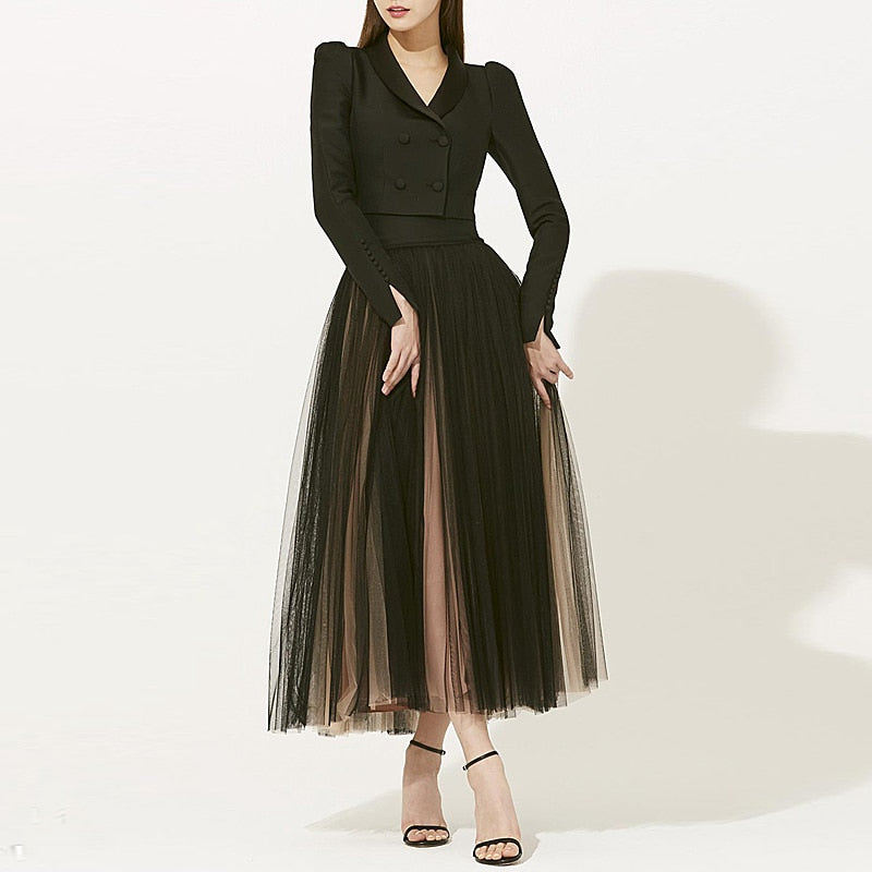 Party Mesh Loose Half Skirt Vintage Elegant Chic Women