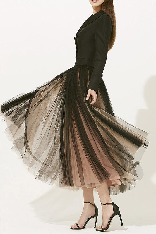 Party Mesh Loose Half Skirt Vintage Elegant Chic Women