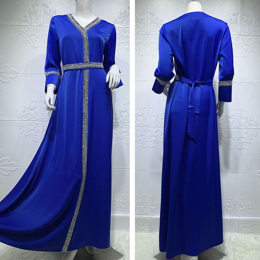 Satin Maxi Dress For Women V Neck