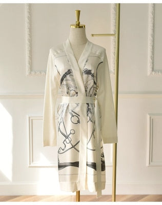 プリントシルクセーターニットジャケット