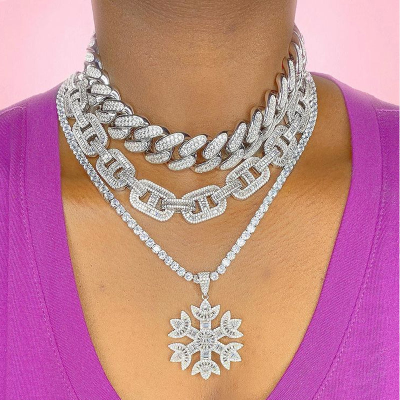 CZ Cubic Zirconia 18mm Width Cuban Link Chain