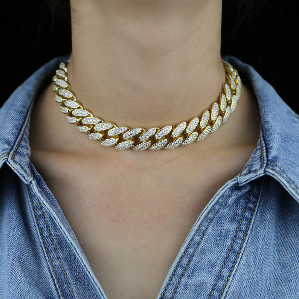 CZ Cubic Zirconia 18mm Width Cuban Link Chain