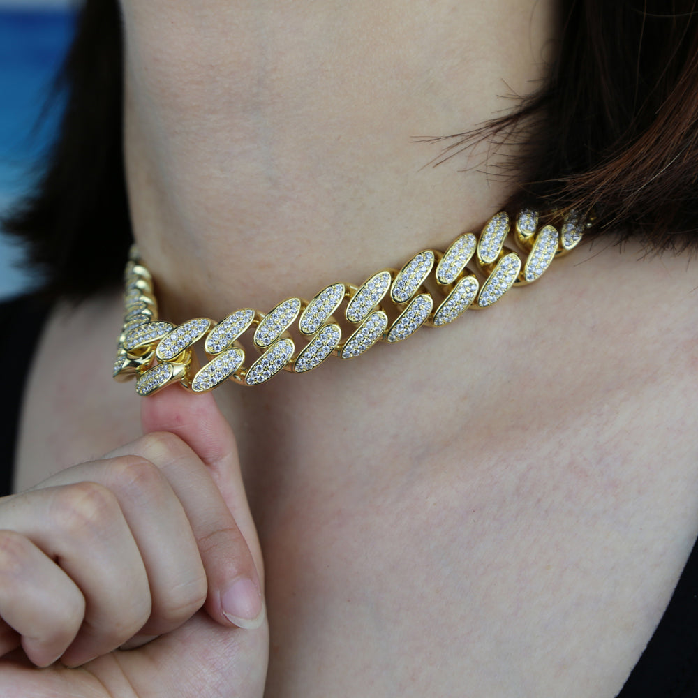 CZ Cubic Zirconia 18mm Width Cuban Link Chain