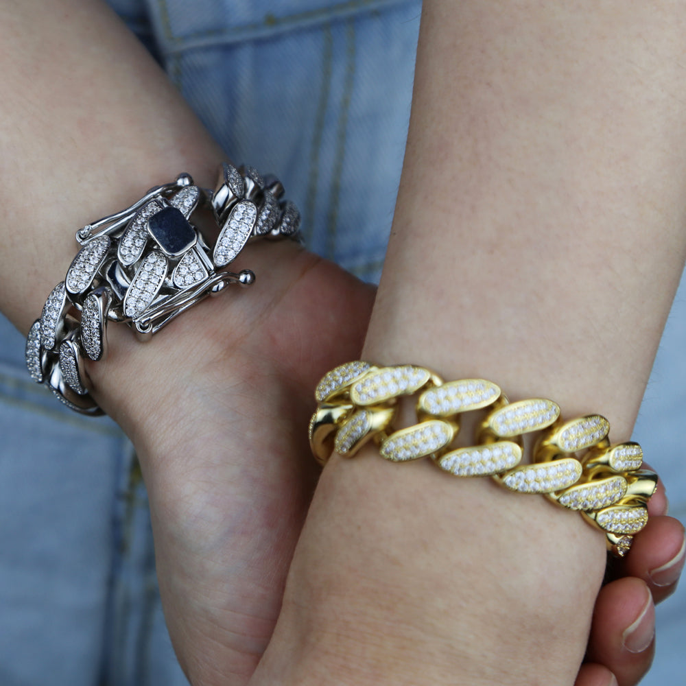 CZ Cubic Zirconia 18mm Width Cuban Link Chain