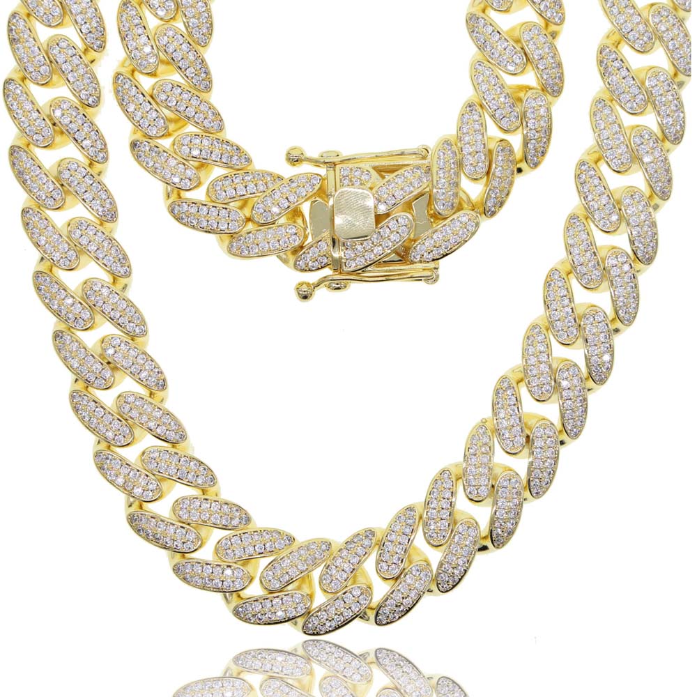 CZ Cubic Zirconia 18mm Width Cuban Link Chain