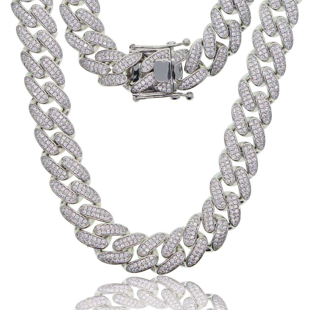CZ Cubic Zirconia 18mm Width Cuban Link Chain
