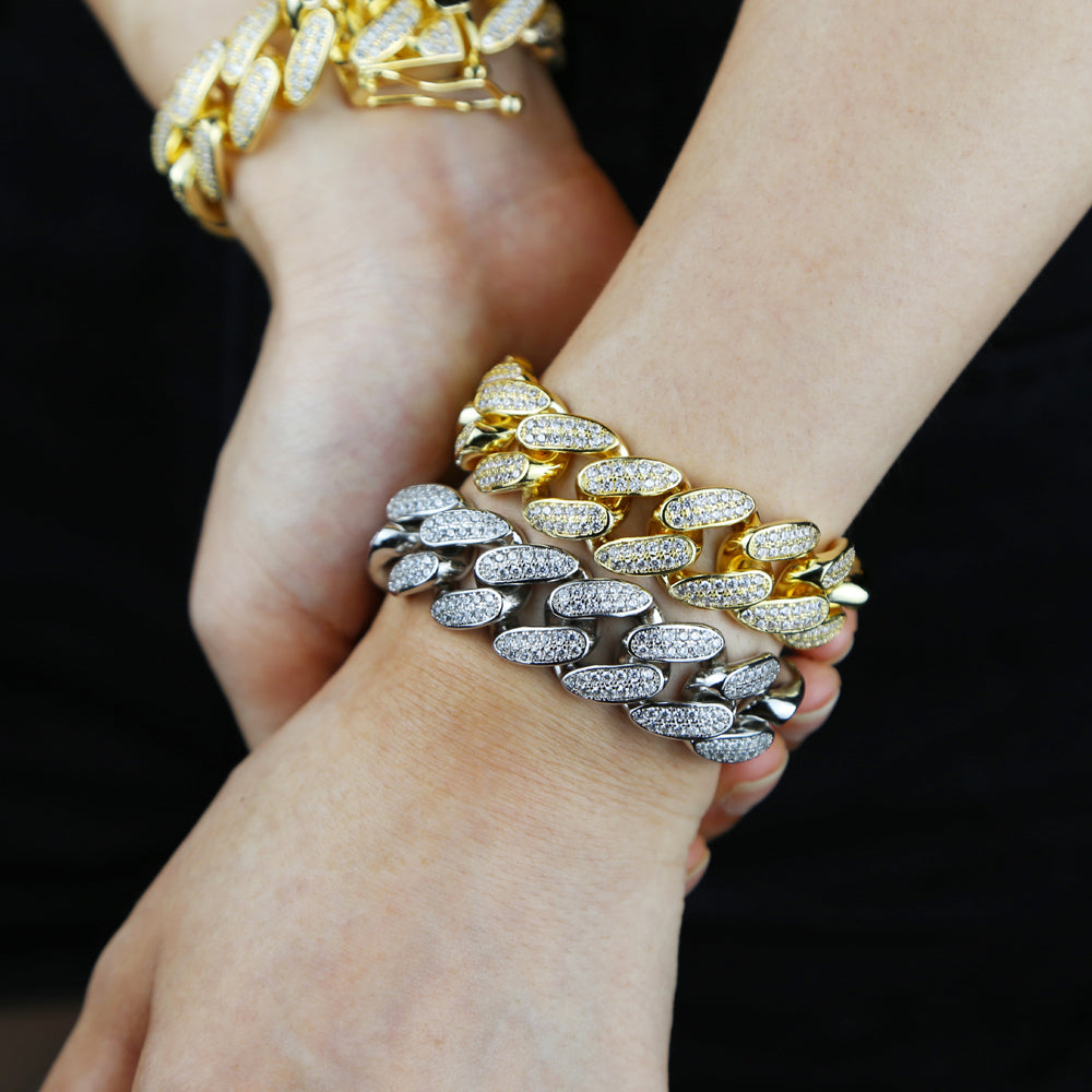 CZ Cubic Zirconia 18mm Width Cuban Link Chain