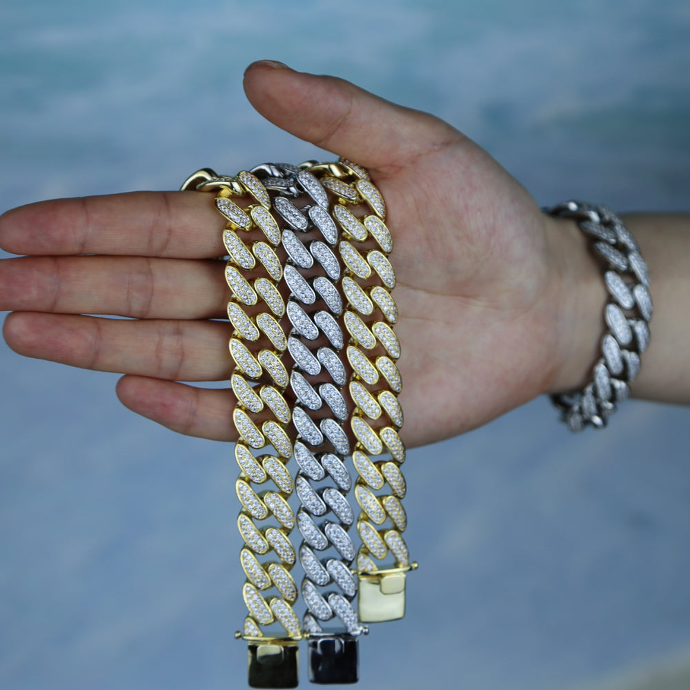 CZ Cubic Zirconia 18mm Width Cuban Link Chain