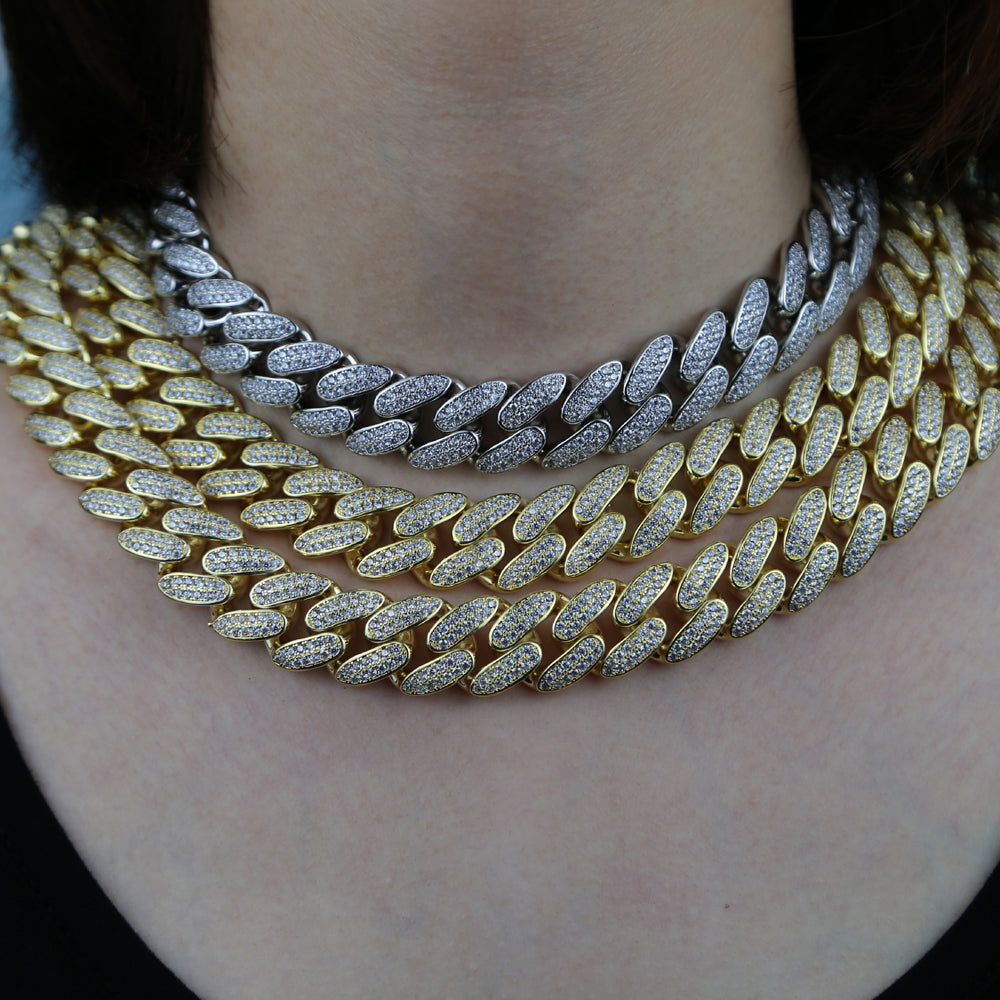 CZ Cubic Zirconia 18mm Width Cuban Link Chain