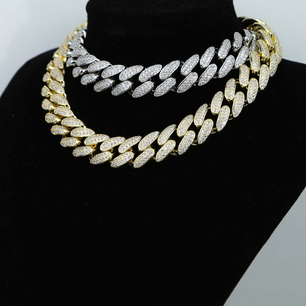 CZ Cubic Zirconia 18mm Width Cuban Link Chain