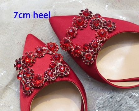 ウェディングシューズ レディース パンプス ホワイト サテン プリンセス クリスタル