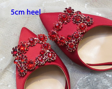 ウェディングシューズ レディース パンプス ホワイト サテン プリンセス クリスタル