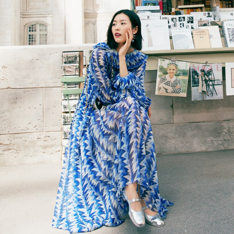 Print Top+Suspender Skirt Elegant Cool Woman Suit