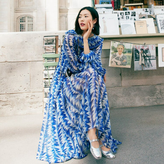 Print Top+Suspender Skirt Elegant Cool Woman Suit