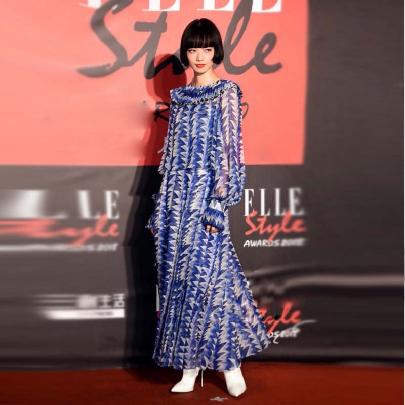 Print Top+Suspender Skirt Elegant Cool Woman Suit