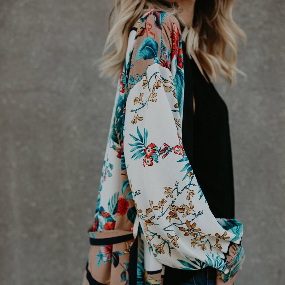 レディース ブラウス ベルト バンデージ ショール プリント