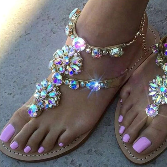 Ladies Rhinestones Sandals Summer Beach Slippers - LiveTrendsX
