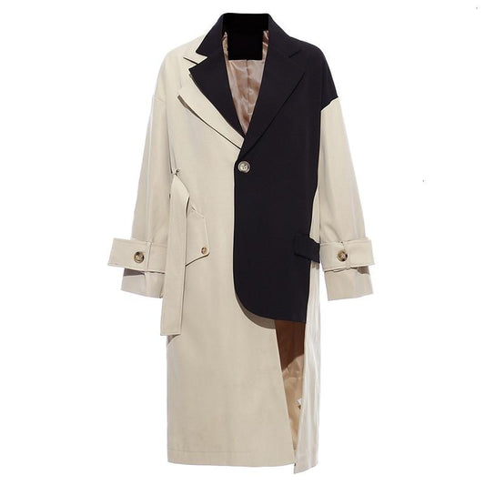 Women Khaki Asymmetrical Trench