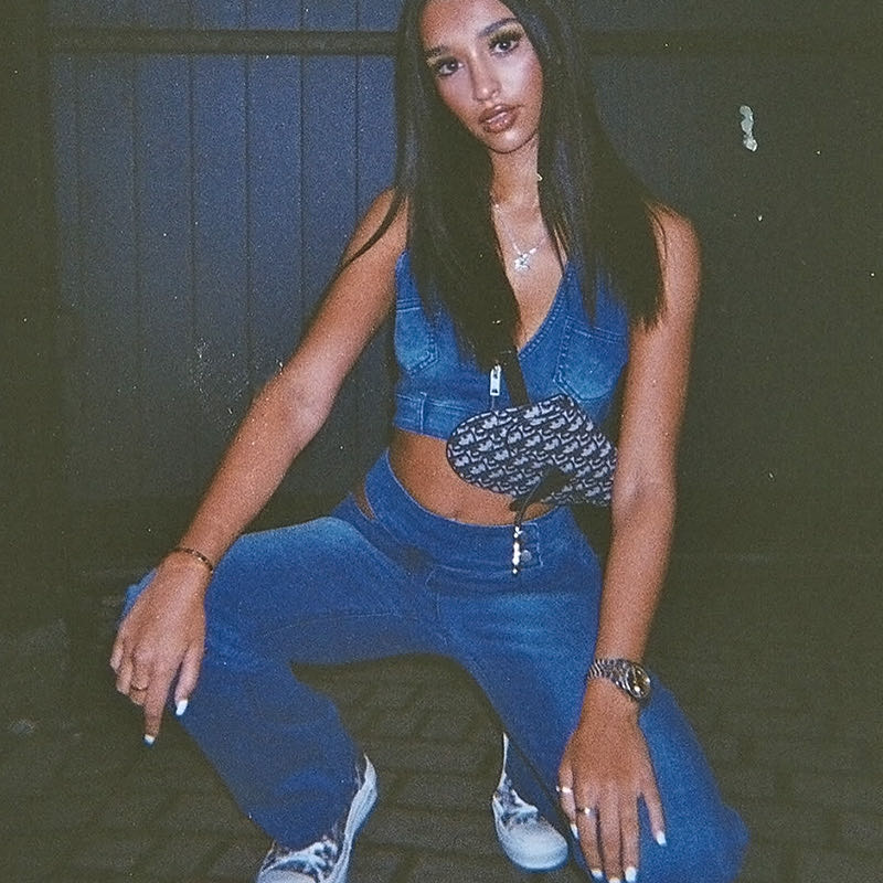 Vintage Fashion Denim Tank Top Women Hot Skinny Crop Tops