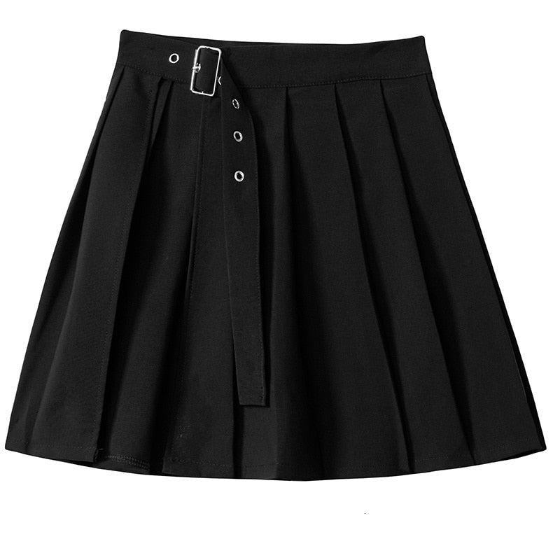 Women Plaid Pleated Split Two Piece  Dress Fashion Tide