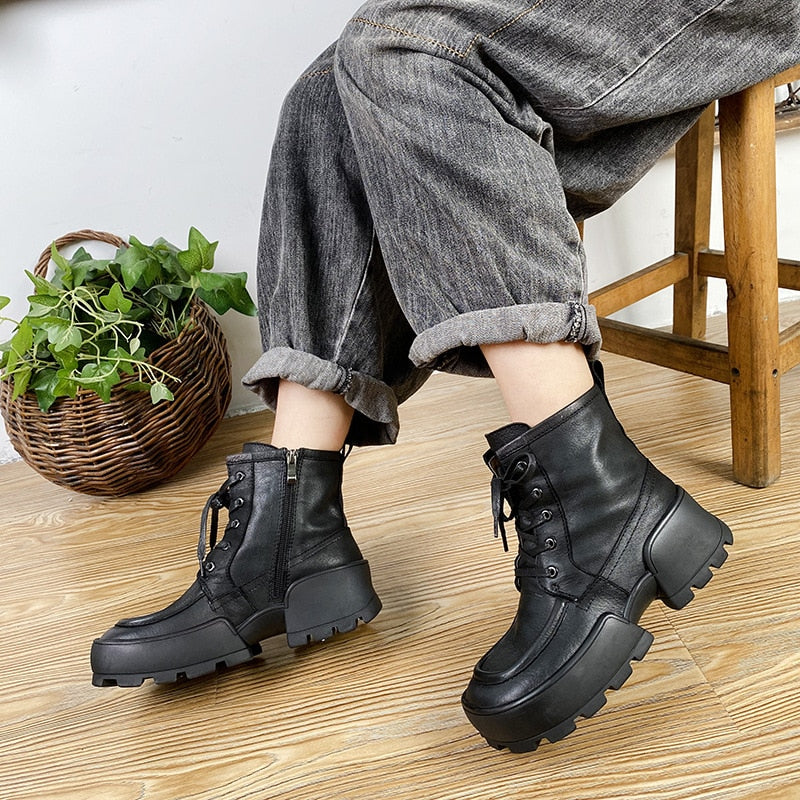 ラウンドトゥ ハンドメイド ファッション レジャー レディース ブーツ