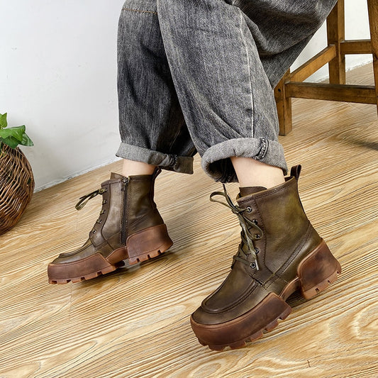 ラウンドトゥ ハンドメイド ファッション レジャー レディース ブーツ