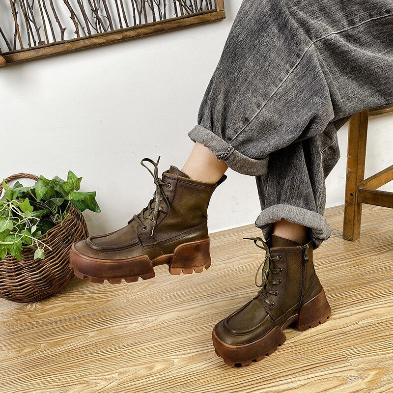 ラウンドトゥ ハンドメイド ファッション レジャー レディース ブーツ