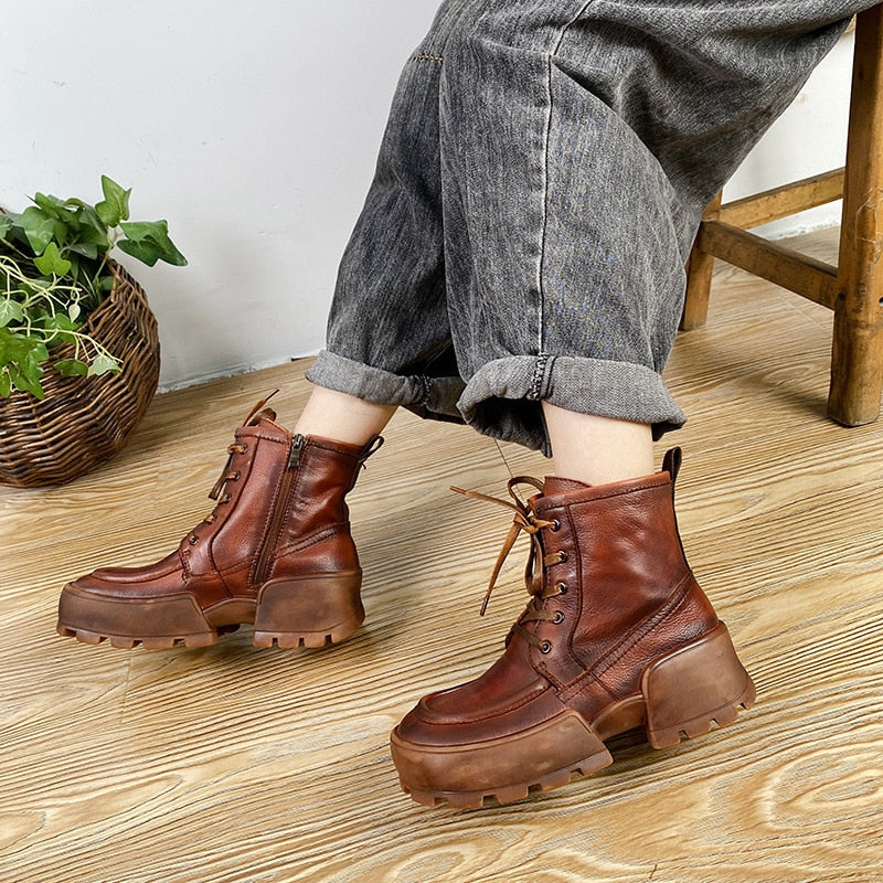 ラウンドトゥ ハンドメイド ファッション レジャー レディース ブーツ