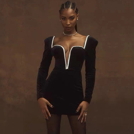 V Neck Club Mini Dress Sexy Women