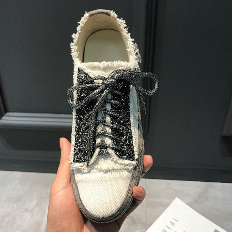 Women Street Lace Up White Sneakers Loafers