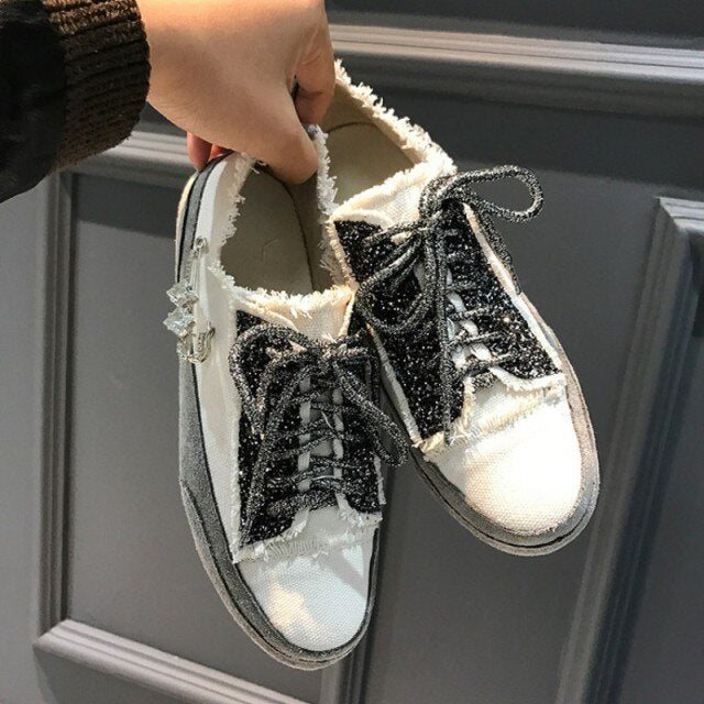 Women Street Lace Up White Sneakers Loafers