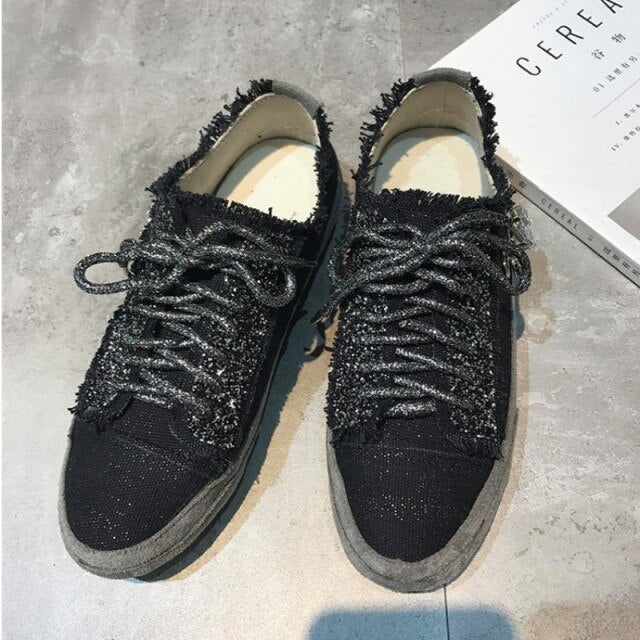 Women Street Lace Up White Sneakers Loafers