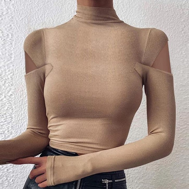 Sexy Off Shoulder Chain Strap Bodycon Blouse - LiveTrendsX