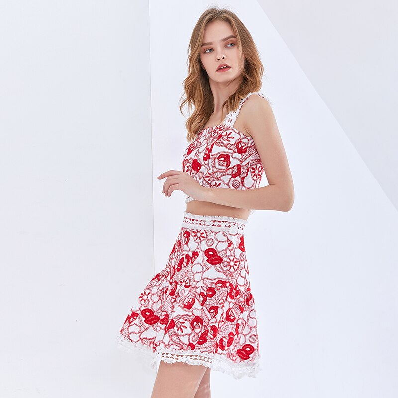Print Two Piece Set For Women Skirts