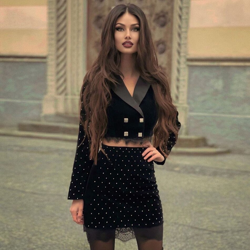 Tops& Short Skirts Lace Bodycon Sets