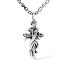 Load image into Gallery viewer, Cross Flower Vine Winding Pendant Male Hip Hop Necklace
