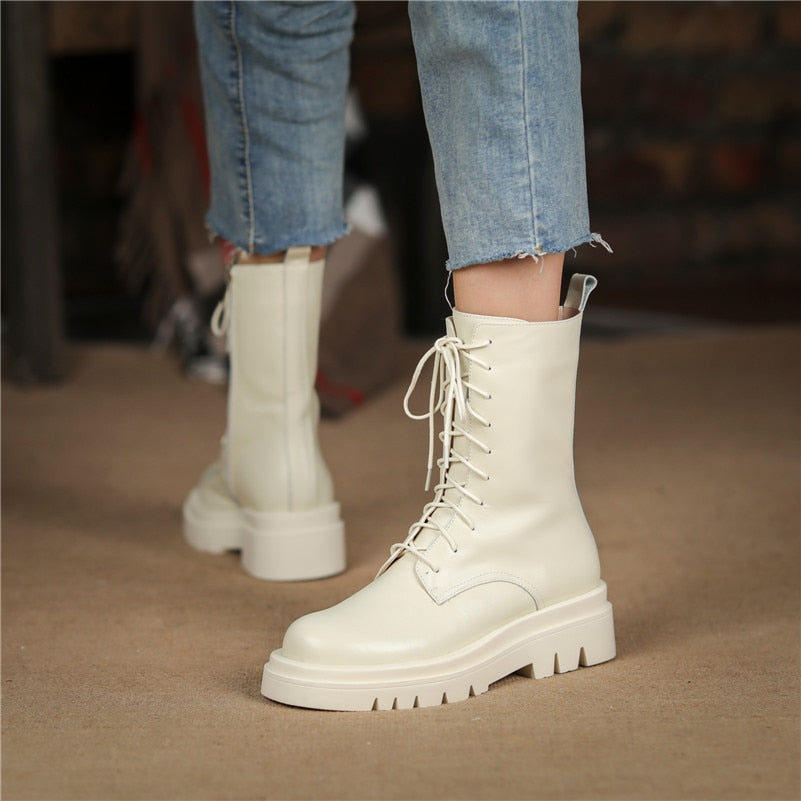 Platform High Heel Motorcycle Boots Women