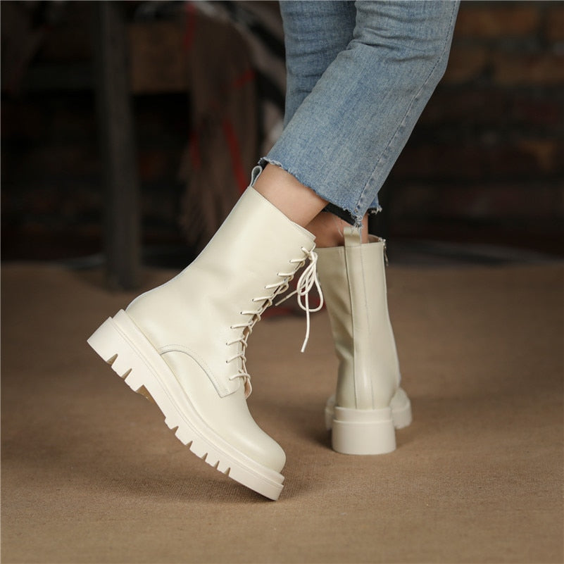 Platform High Heel Motorcycle Boots Women
