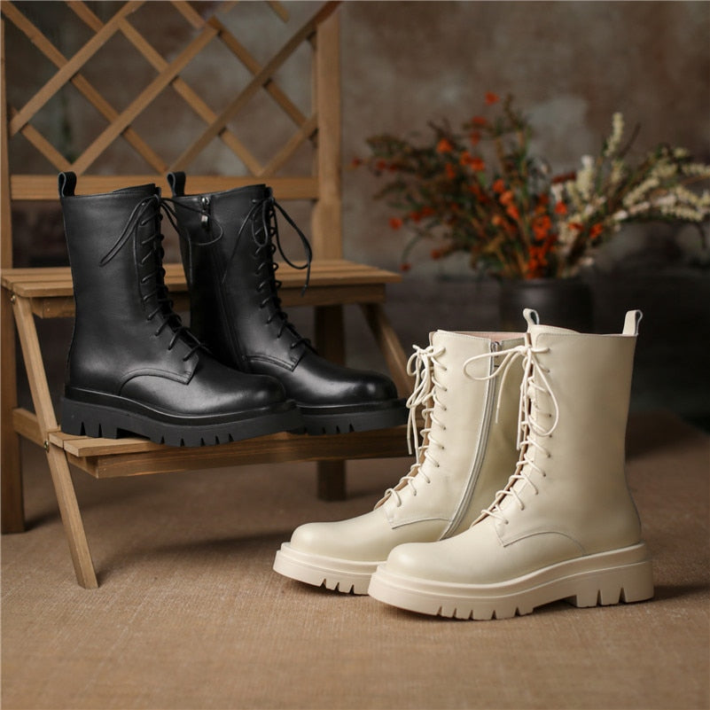 Platform High Heel Motorcycle Boots Women